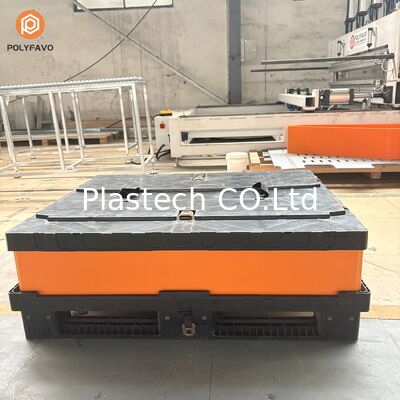 Inklapbare opberg- en transportbox, opvouwbare palletbox zwaar belastbaar stapelbaar, bulkcontainer met plastic deksel en bodem