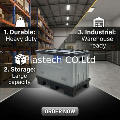 Terugkeerbare palletdoos, opvouwbare bulkcontainer 10 mm 12 mm wanddikte, 500 kg statische 300 kg dynamische lading aangepaste kleur